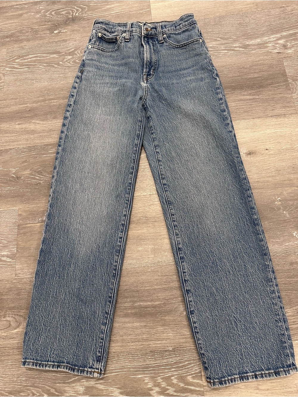 Madewell Straight Leg Jeans in Light Blue and Dark Accents - Picture 5 of 8